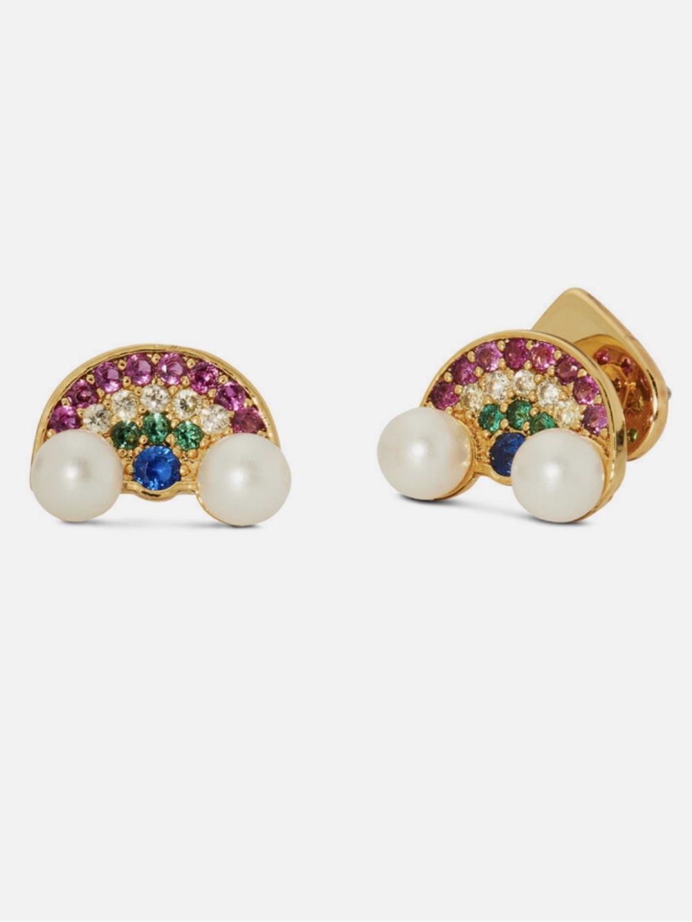 NEW kate spade new york Wishes Rhinestone Faux Pearl Rainbow Stud Earrings - Picture 1 of 9